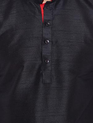 black solid kurta pyjama set - 16735231 - Standard Image - 4