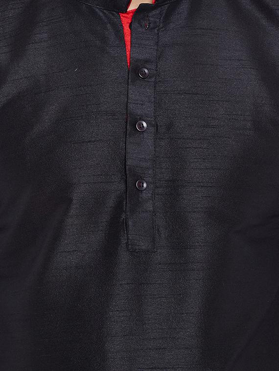 black solid kurta pyjama set - 16735231 - Zoom Image - 4