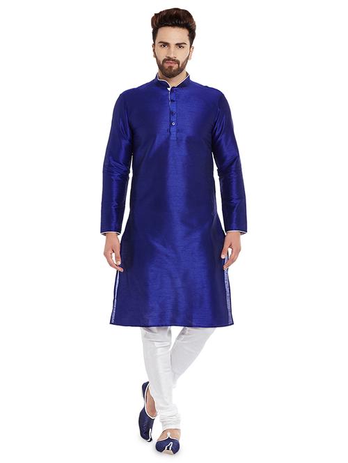 blue solid kurta pyjama set - 16735232 - Standard Image - 1