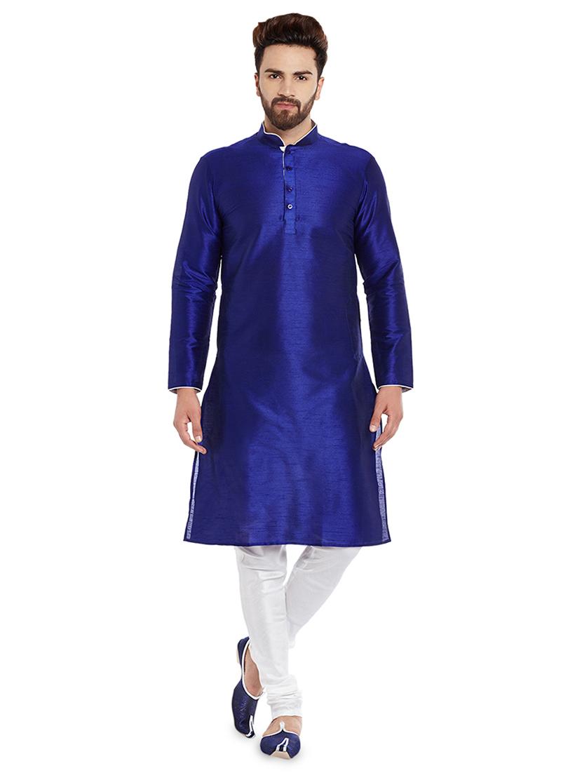 blue solid kurta pyjama set - 16735232 - Zoom Image - 1