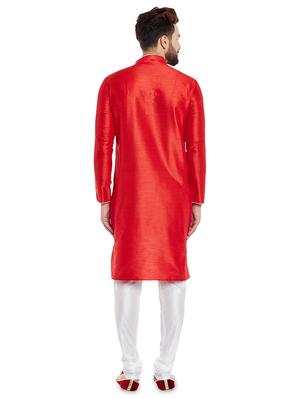 red solid kurta pyjama set - 16735234 - Standard Image - 3