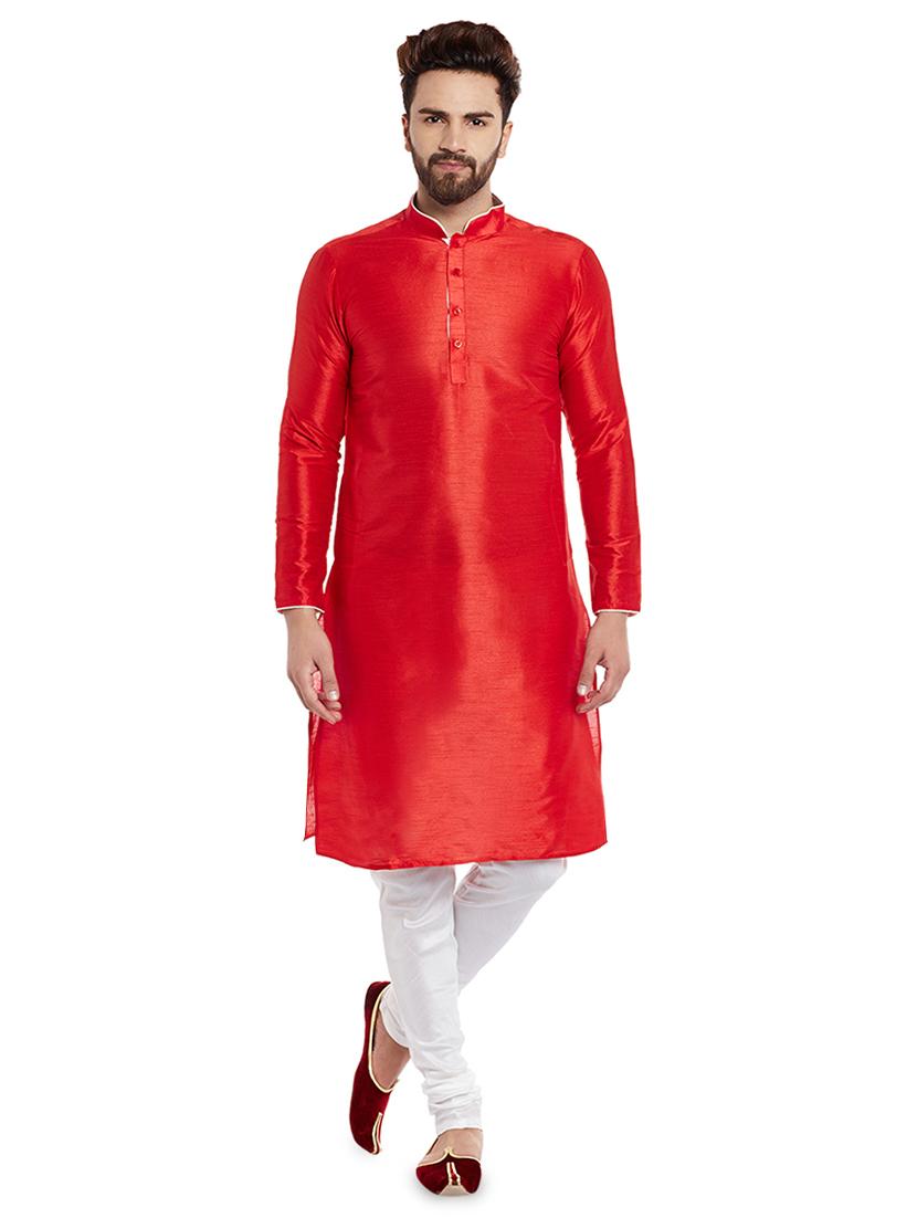 red solid kurta pyjama set - 16735234 - Zoom Image - 1