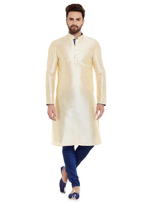 beige solid kurta pyjama set - 16735236 - Standard Image - 1