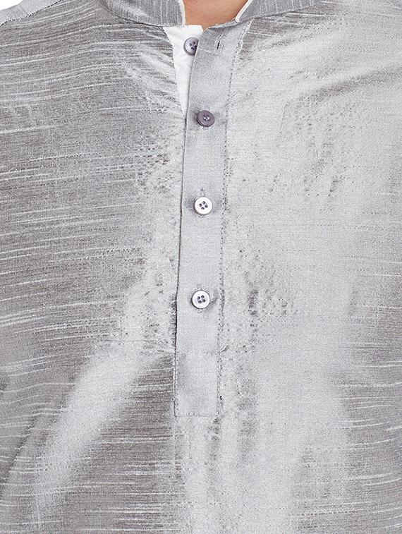 silver solid kurta pyjama set - 16735238 - Zoom Image - 4