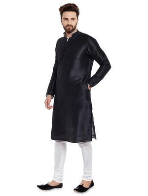 black solid kurta pyjama set - 16735240 - Standard Image - 2