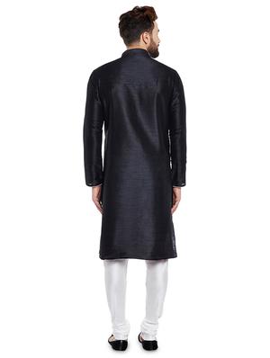 black solid kurta pyjama set - 16735240 - Standard Image - 3