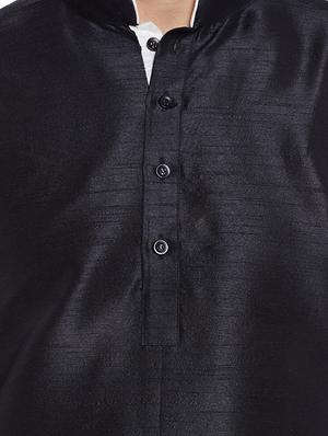black solid kurta pyjama set - 16735240 - Standard Image - 4