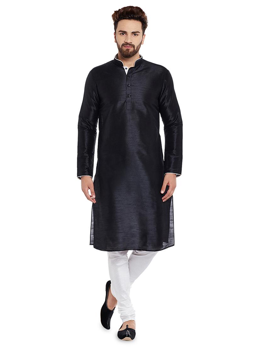 black solid kurta pyjama set - 16735240 - Zoom Image - 1