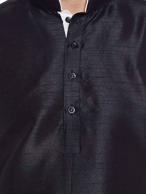 black solid kurta pyjama set - 16735240 - Zoom Image - 4