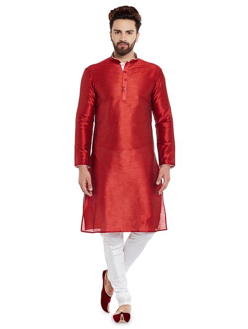 red solid kurta pyjama set - 16735245 - Standard Image - 1