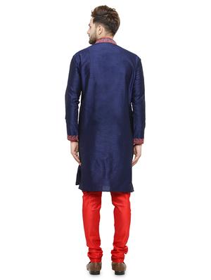 navy blue embroidered kurta pyjama set - 16735247 - Standard Image - 3
