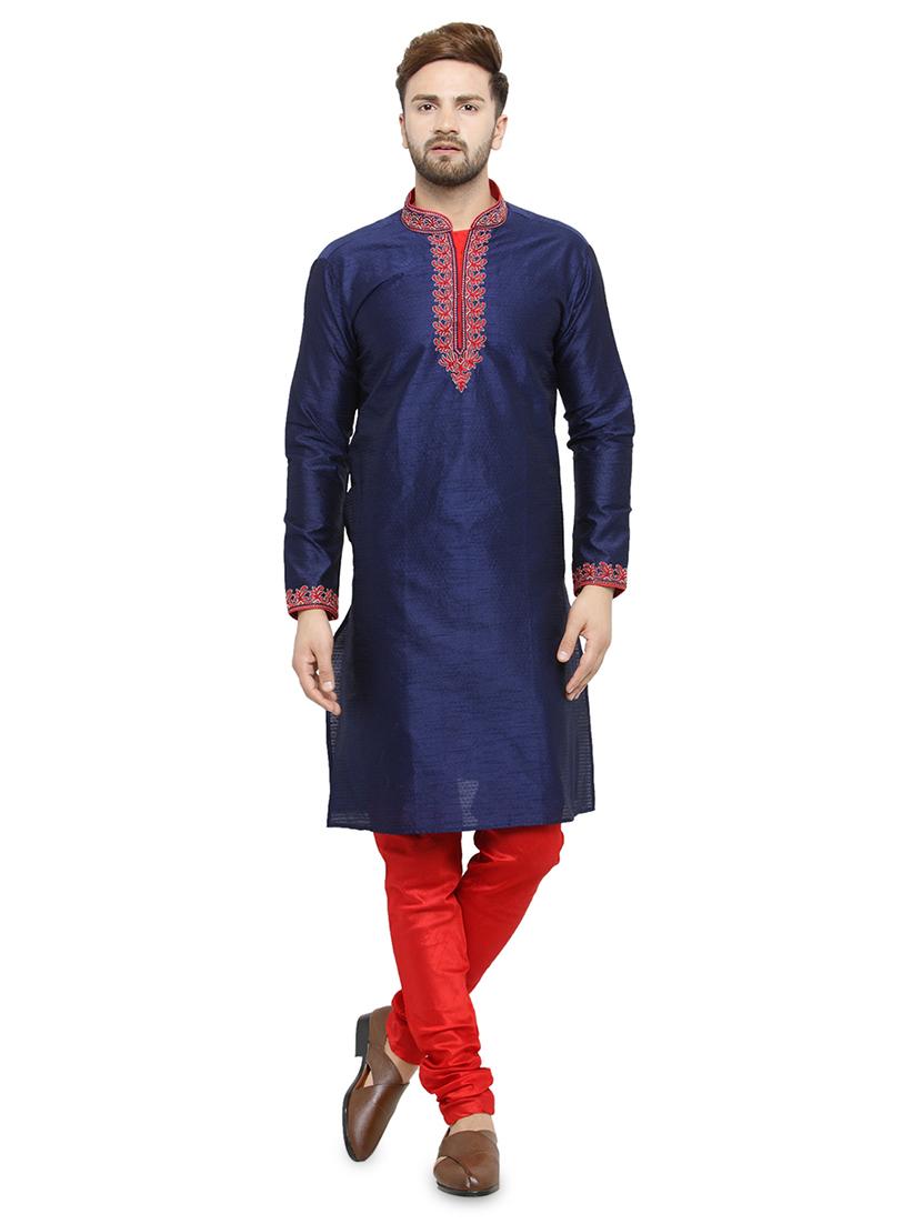 navy blue embroidered kurta pyjama set - 16735247 - Zoom Image - 1
