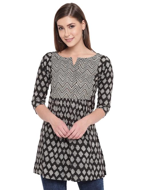notch neck paisley tunic - 16735282 - Standard Image - 1