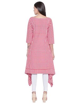checkered asymmetric kurta - 16735294 - Standard Image - 3