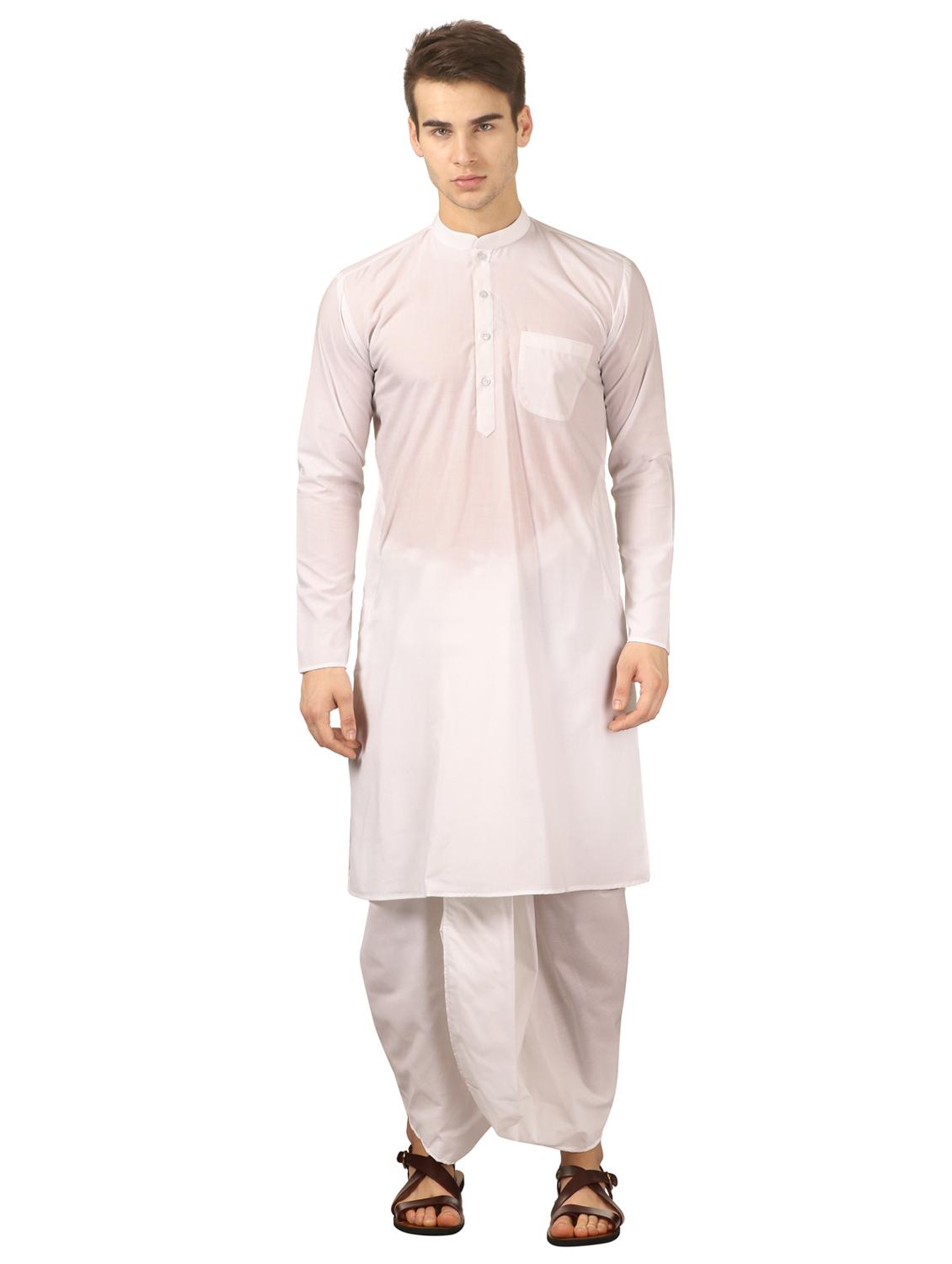 white solid dhoti kurta set - 16735387 - Zoom Image - 1