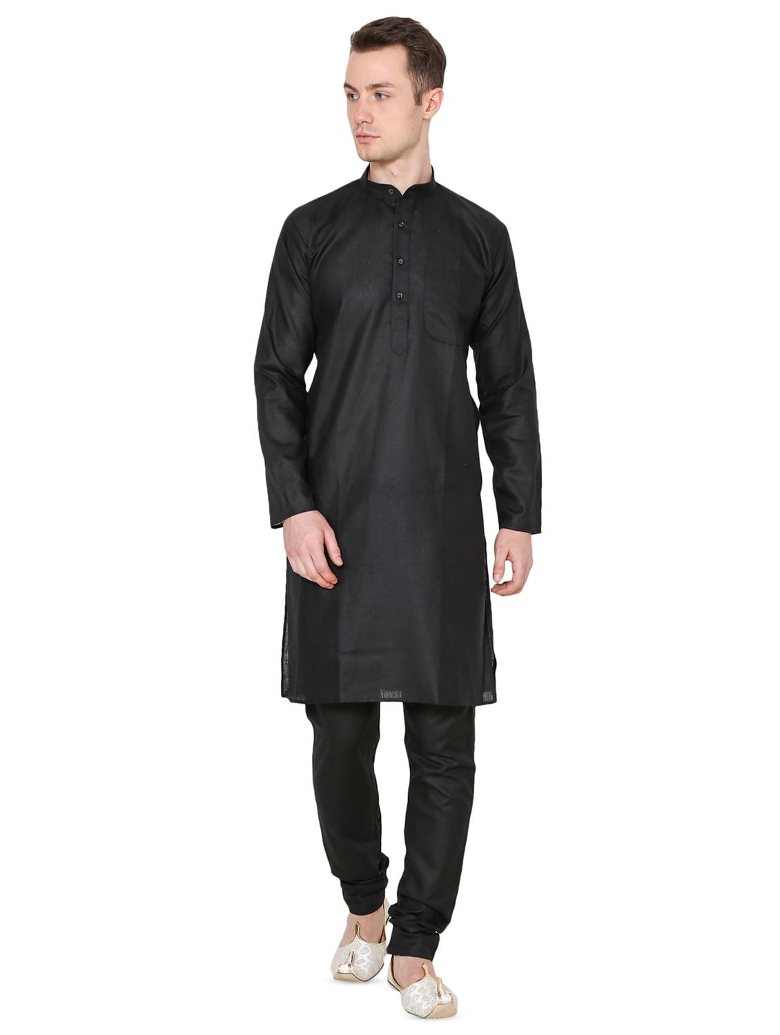 black solid kurta pyjama set - 16735388 - Zoom Image - 1