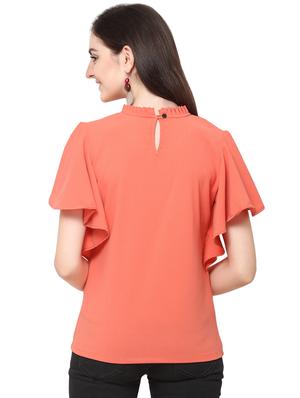 pleated neck solid top - 16735591 - Standard Image - 2