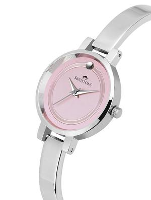swisstone jewels097-pnkslv silver plated bracelet wrist watch for women - 16736183 - Standard Image - 2
