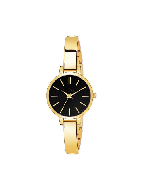swisstone jewels181-blkgld gold plated bracelet wrist watch for women - 16736184 - Standard Image - 1