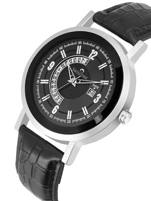 swisstone g810-blk black leather strap wrist watch for men - 16736185 - Standard Image - 2