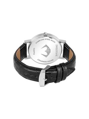 swisstone g810-blk black leather strap wrist watch for men - 16736185 - Standard Image - 3