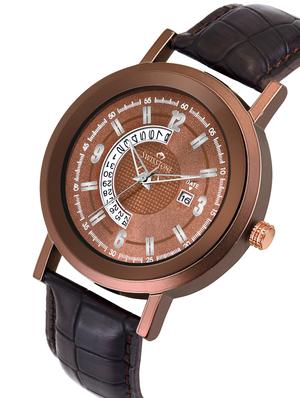 swisstone g810-brwn brown leather strap wrist watch for men - 16736186 - Standard Image - 2