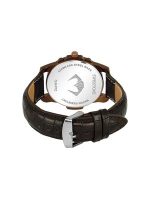 swisstone bw475-brwn brown leather strap analog wrist watch for men - 16736190 - Standard Image - 3