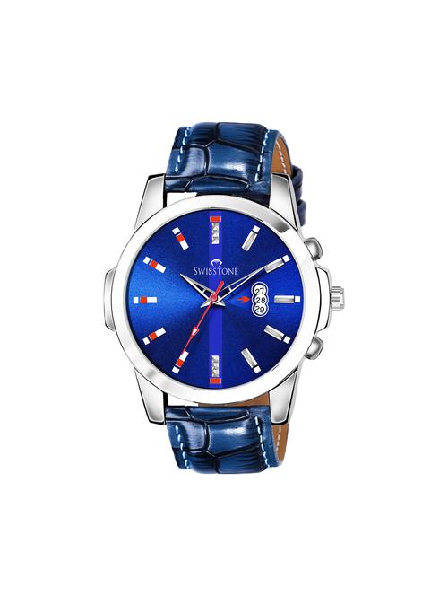 swisstone wt475-blu blue leather strap analog wrist watch for men - 16736196 - Standard Image - 1