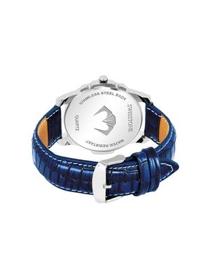 swisstone wt475-blu blue leather strap analog wrist watch for men - 16736196 - Standard Image - 3