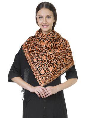 frayed hem floral embroidered stole - 16736206 - Standard Image - 2