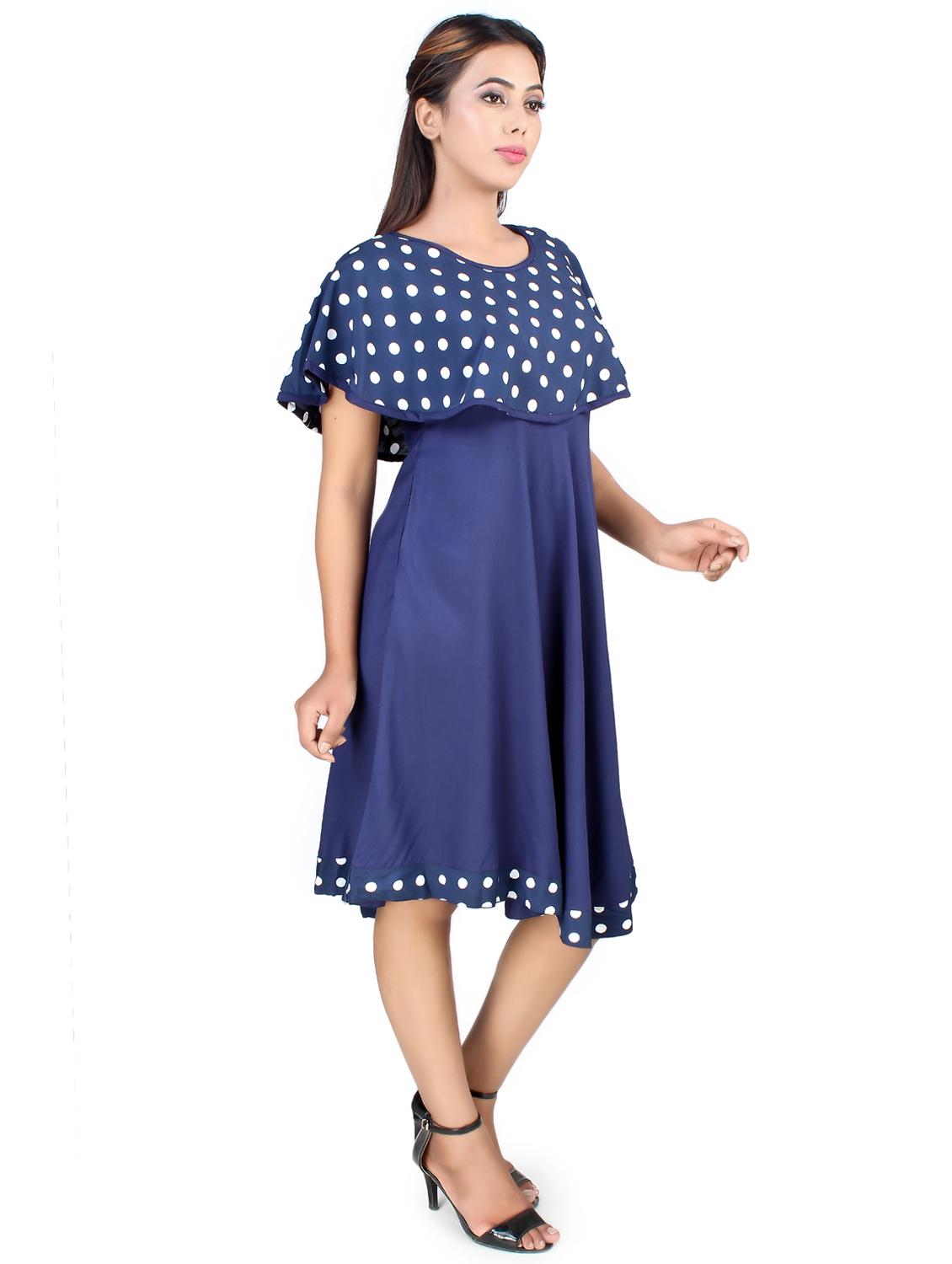 cape detail polka dots a-line dress - 16736278 - Zoom Image - 2