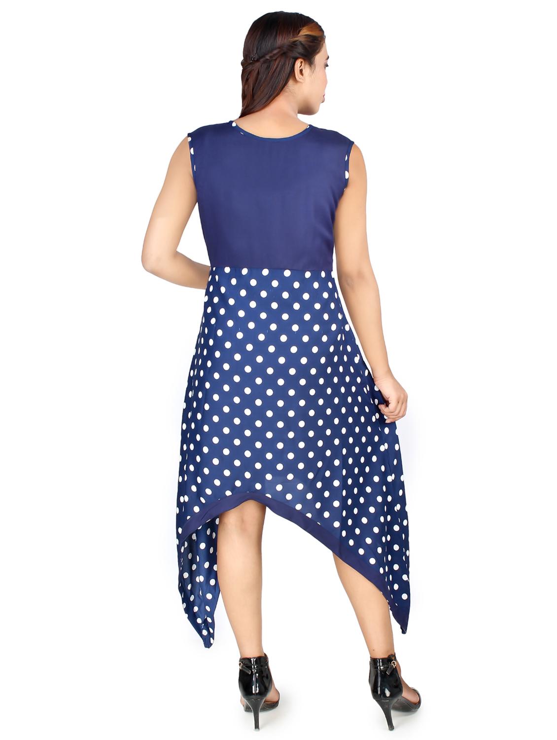 round neck polka dots asymmetric dress - 16736280 - Zoom Image - 3