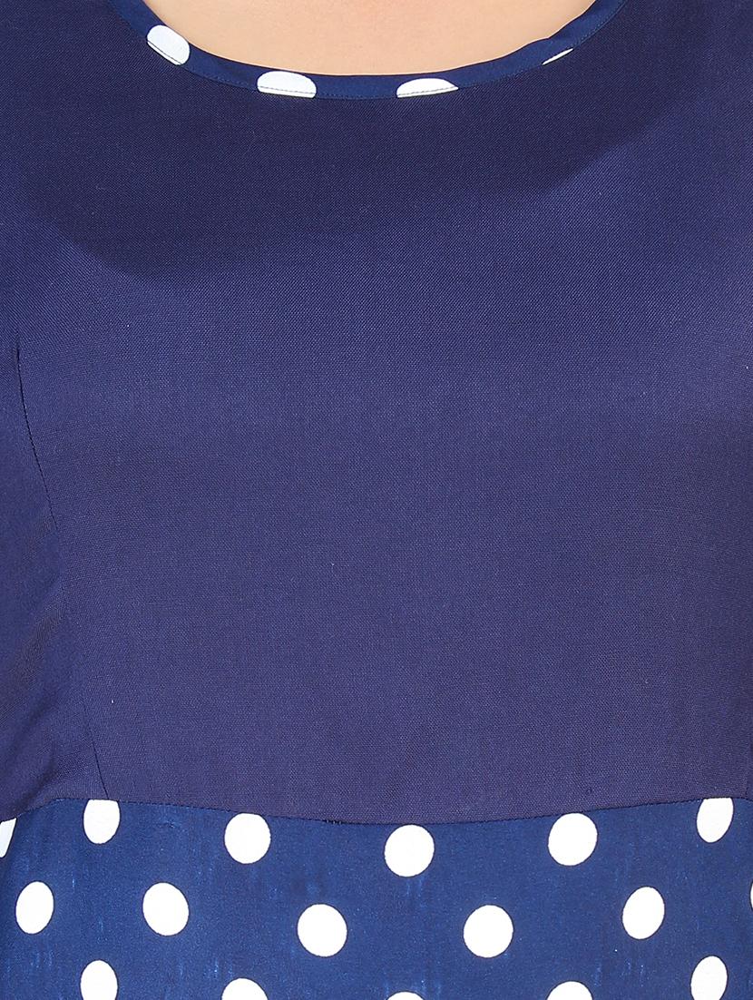 round neck polka dots asymmetric dress - 16736280 - Zoom Image - 4