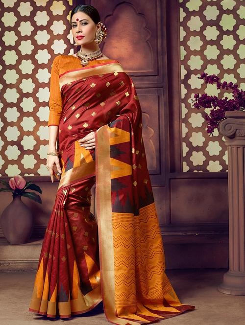 jacquard woven saree with blouse - 16736327 - Standard Image - 1
