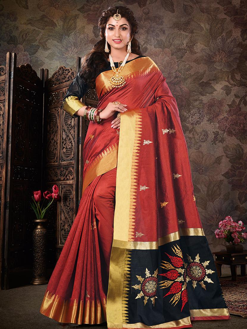 embroidered woven saree with blouse - 16736342 - Zoom Image - 1
