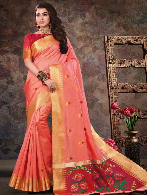 embroidered bordered saree with blouse - 16736343 - Standard Image - 1