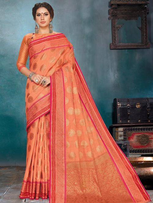 zari work woven saree with blouse - 16736361 - Standard Image - 1
