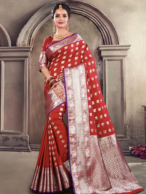 self design woven saree with blouse - 16736370 - Standard Image - 1
