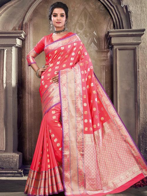self design woven saree with blouse - 16736371 - Standard Image - 1