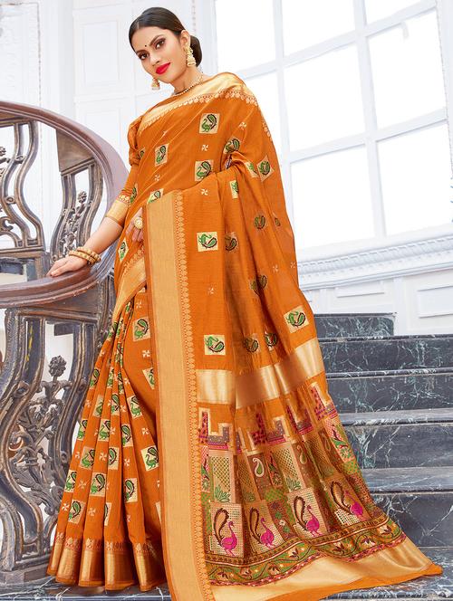 conversational woven saree with blouse - 16736380 - Standard Image - 1