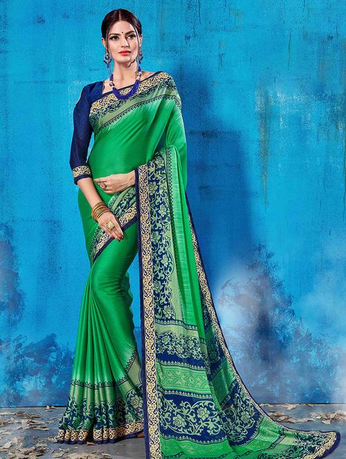solid bordered saree with blouse - 16736395 - Standard Image - 1