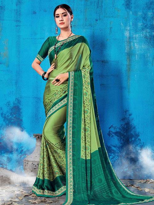 floral printed bordered saree with blouse - 16736397 - Standard Image - 1