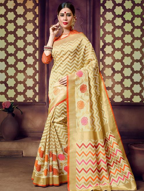 chevron printed saree with blouse - 16736406 - Standard Image - 1