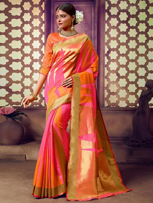 zari work woven saree with blouse - 16736407 - Standard Image - 1