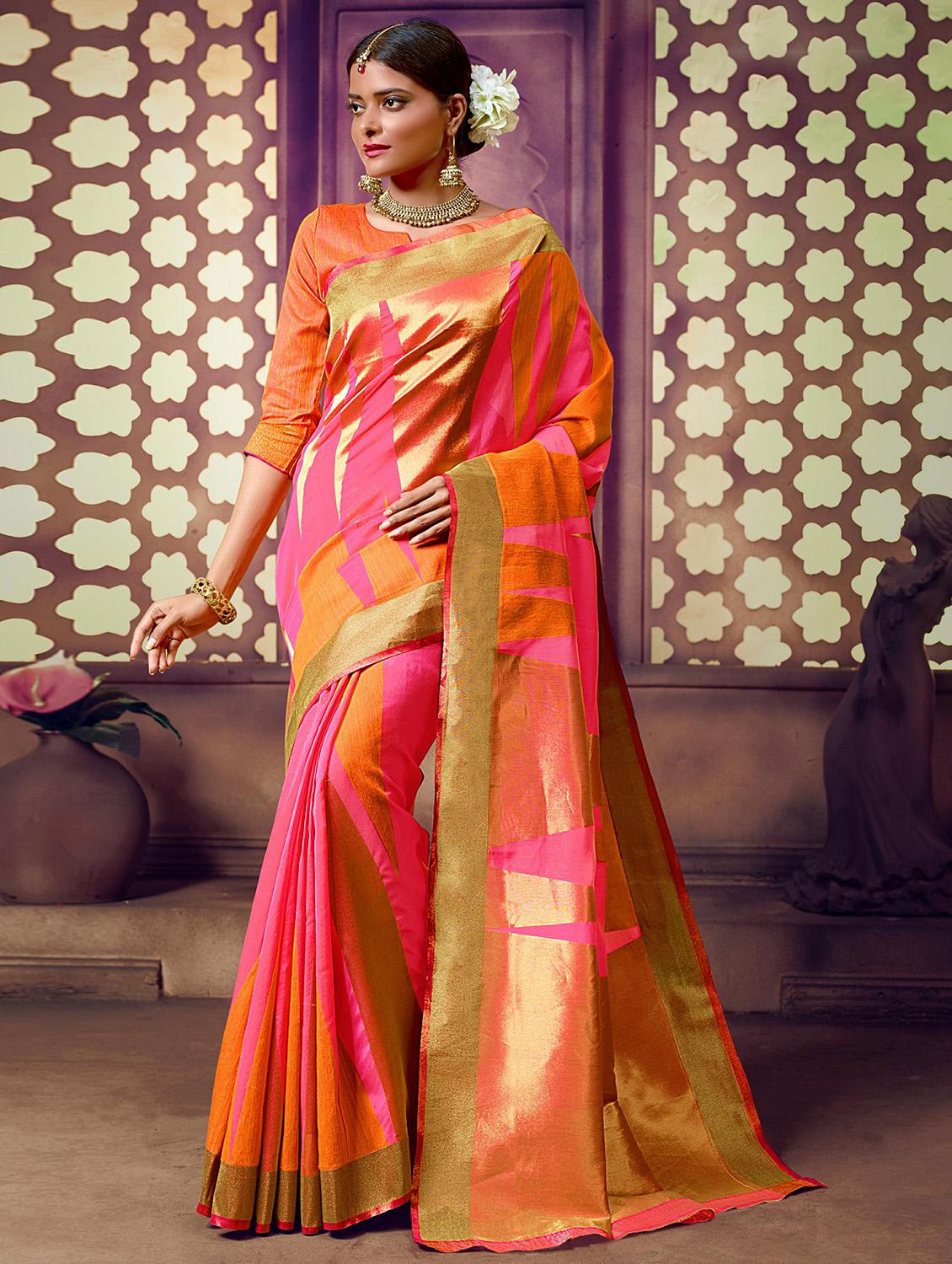 zari work woven saree with blouse - 16736407 - Zoom Image - 1