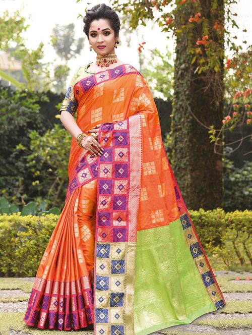 self design woven saree with blouse - 16736435 - Standard Image - 1