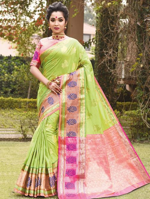 self design woven saree with blouse - 16736437 - Standard Image - 1