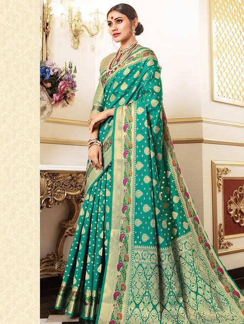 self design woven saree with blouse - 16736444 - Standard Image - 1