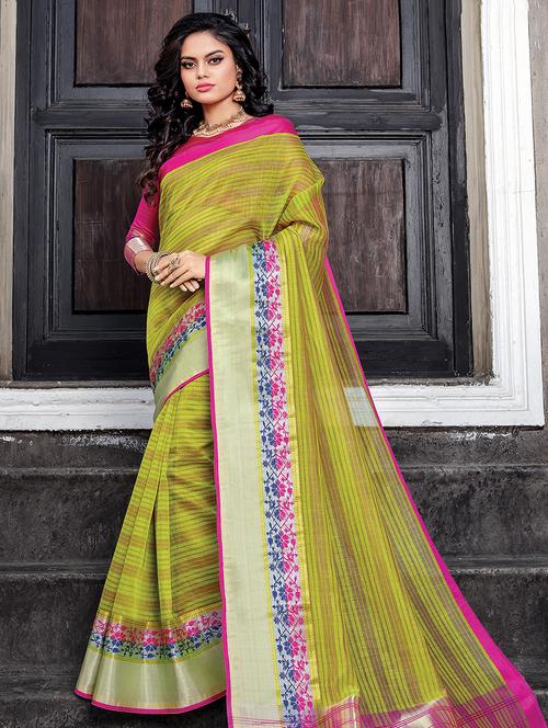 striped woven saree with blouse - 16736452 - Standard Image - 1