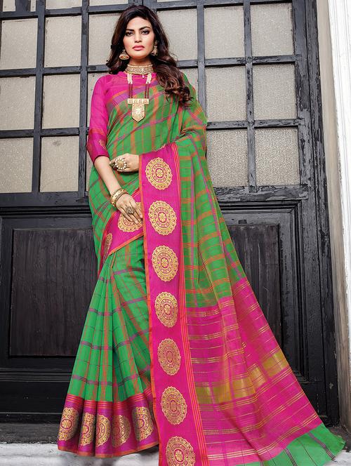 striped woven saree with blouse - 16736454 - Standard Image - 1